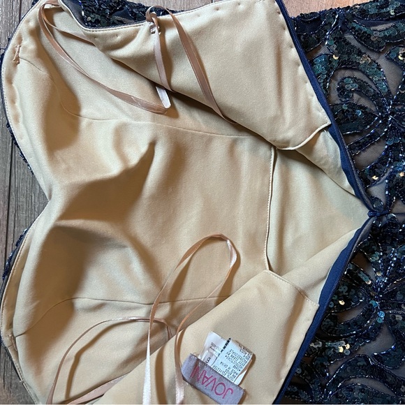 Elegant Strapless Blue Sequin Dress - Picture 8 of 11